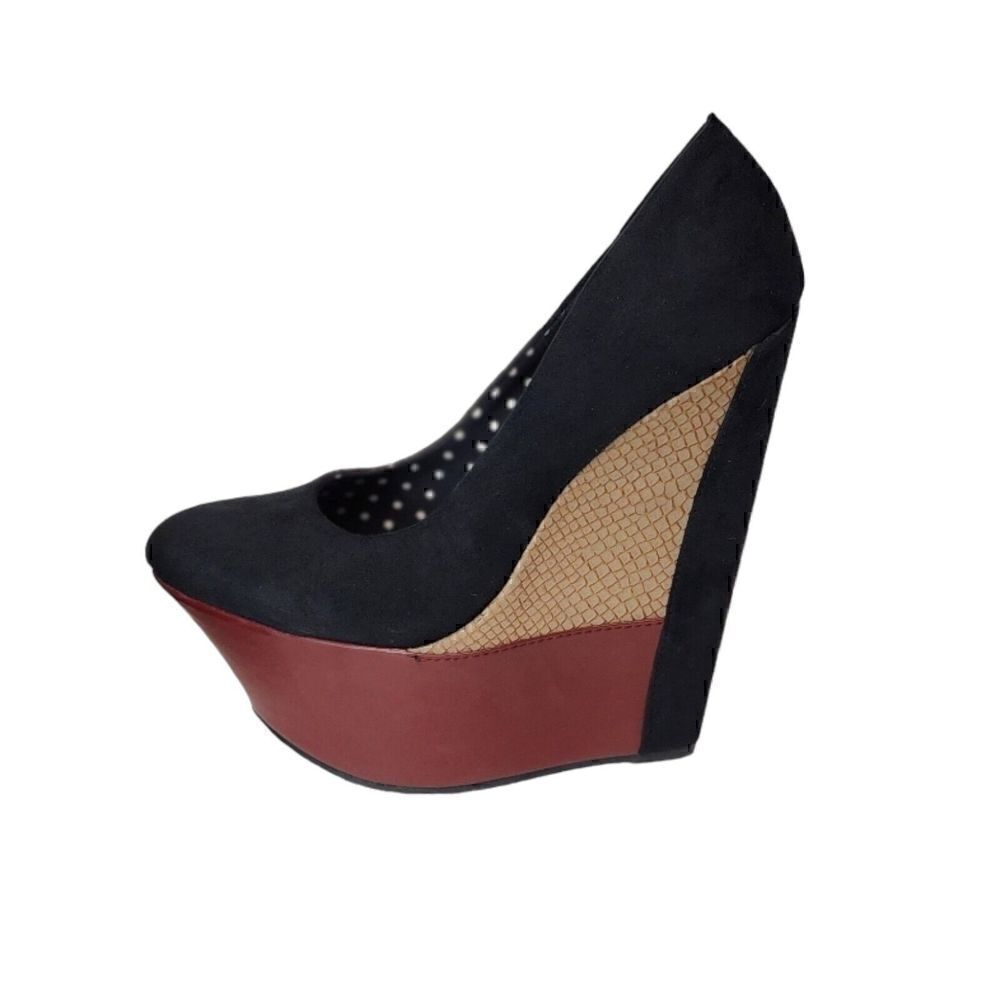 LIliana Colorblock Wedge Platform Shoes Size 6.5 Multicolor Black